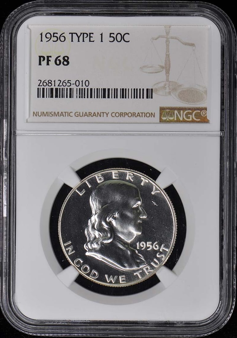 1956 Franklin Half Dollar Type 1 NGC PR68 Proof Coin (1 of 2)