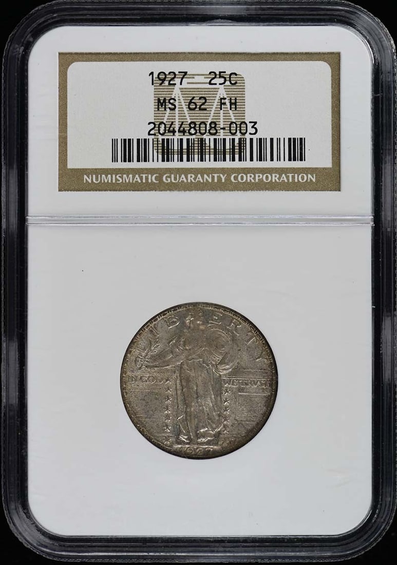 1927 Standing Liberty Quarter NGC MS62FH Uncirculated: 1927 Standing Liberty Quarter NGC MS62FH Uncirculated This 1927 Standing Liberty Quarter showcases an impressive uncirculated condition and has been certified by NGC with a grade of MS62FH. Minted in