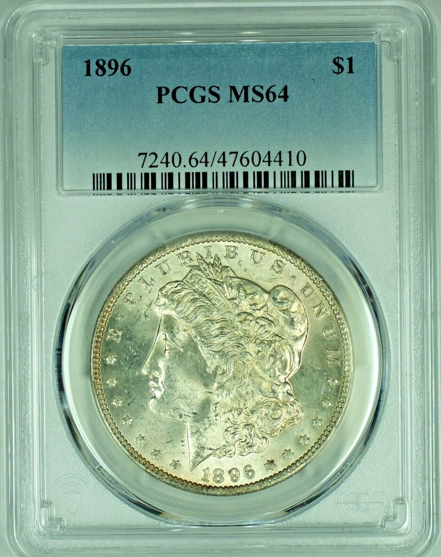 1896 Silver Morgan Dollar PCGS Certified MS 64 Uncirculated Coin (1 of 2)