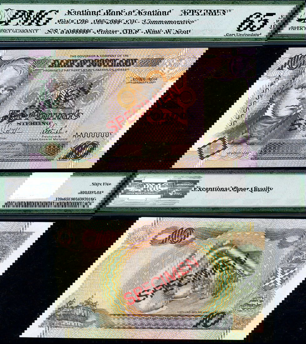 1995-2006 Scotland 10 Pound Banknote PMG Gem CU65 EPQ (1 of 3)