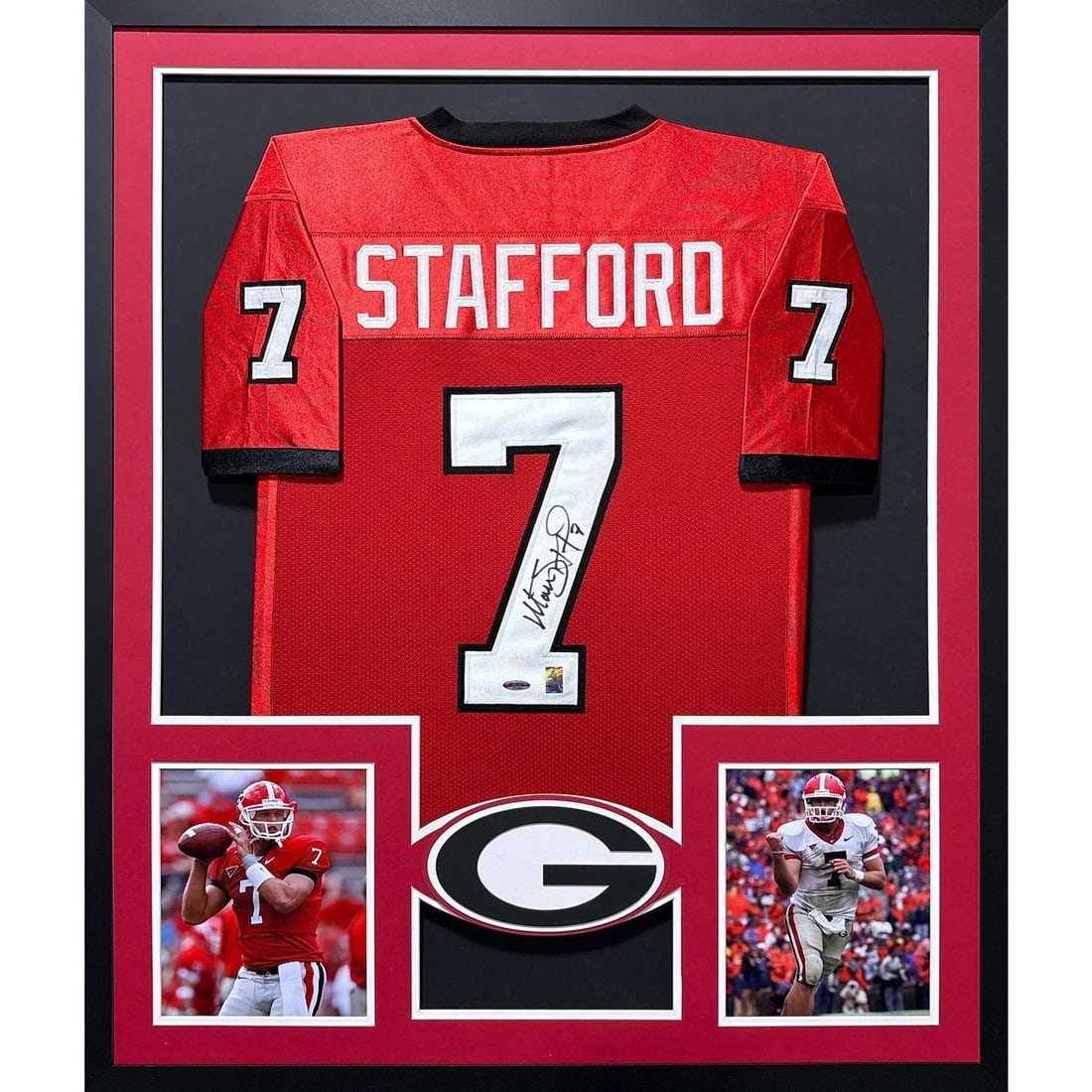 Matt Stafford Autographed Framed Jersey with Tristar COA Georgia Bulldogs (1 of 2)