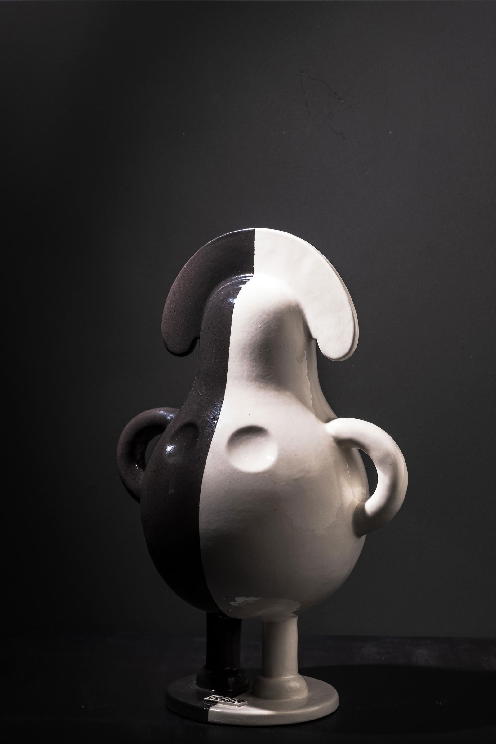 Grigorii Gorkovenko SHURA CROSS BW Ceramic Sculpture 10 x 6.5 Inch: Grigorii Gorkovenko SHURA CROSS BW Ceramic Sculpture 10 x 6.5 Inch Introducing the captivating "SHURA CROSS BW" ceramic sculpture by Grigorii Gorkovenko, created in 2018. This stunning piece showcases