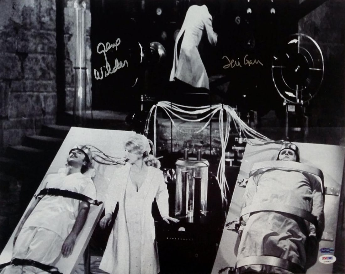 Gene Wilder Teri Garr Signed Young Frankenstein 16x20 Photo PSA Authenticated: Gene Wilder Teri Garr Signed Young Frankenstein 16x20 Photo PSA Authenticated This is an original signed 16x20 photo from the classic film "Young Frankenstein," featuring the autographs of Gene Wilder