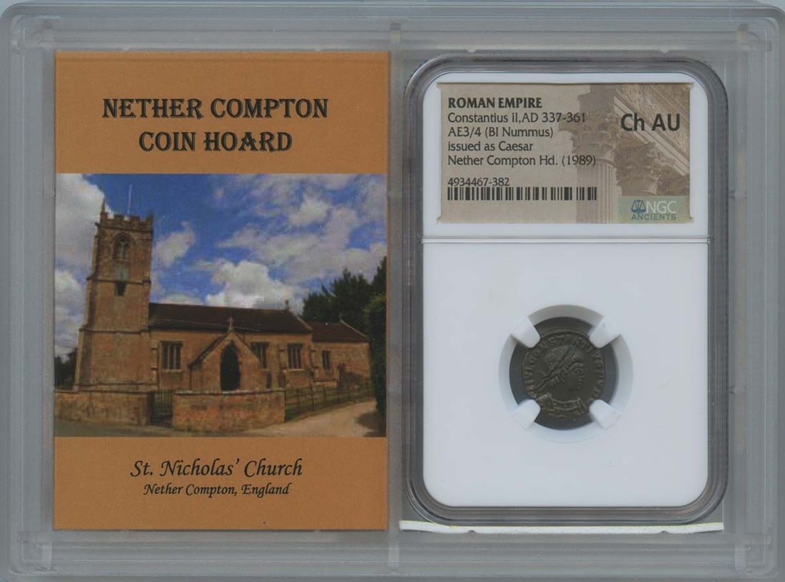 Constantius II Roman AE3/4 Coin NGC AU55 Certified 337-361: Constantius II Roman AE3/4 Coin NGC AU55 Certified 337-361 This is a Roman AE3/4 coin from the reign of Constantius II, dated AD 337-361, showcasing a certification grade of AU55 by NGC. The coin is r