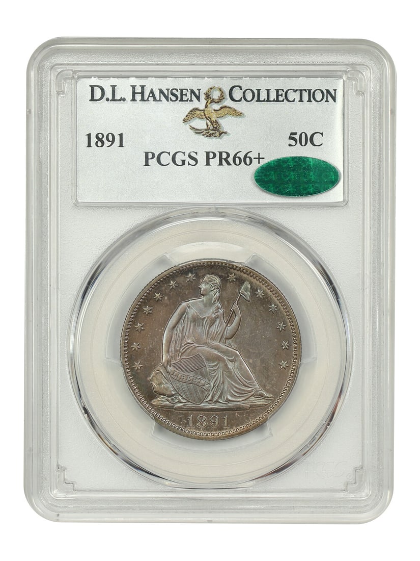 1891 50C Liberty Seated Half Dollar PCGS PR66+ CAC Approved: 1891 50C Liberty Seated Half Dollar PCGS PR66+ CAC Approved This stunning 1891 Liberty Seated Half Dollar is graded PR66+ by PCGS and has received CAC approval, marking it as an exceptional example wi