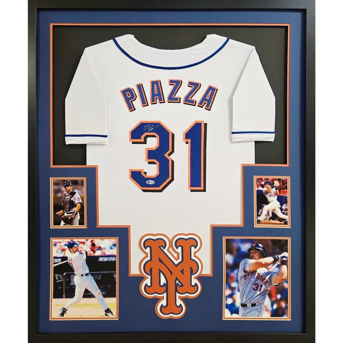 Mike Piazza Signed Framed Jersey New York Mets Beckett Authenticated: Mike Piazza Signed Framed Jersey New York Mets Beckett Authenticated This autographed Mike Piazza framed jersey is a striking piece for any New York Mets fan. Authenticated by Beckett, a leader in spo