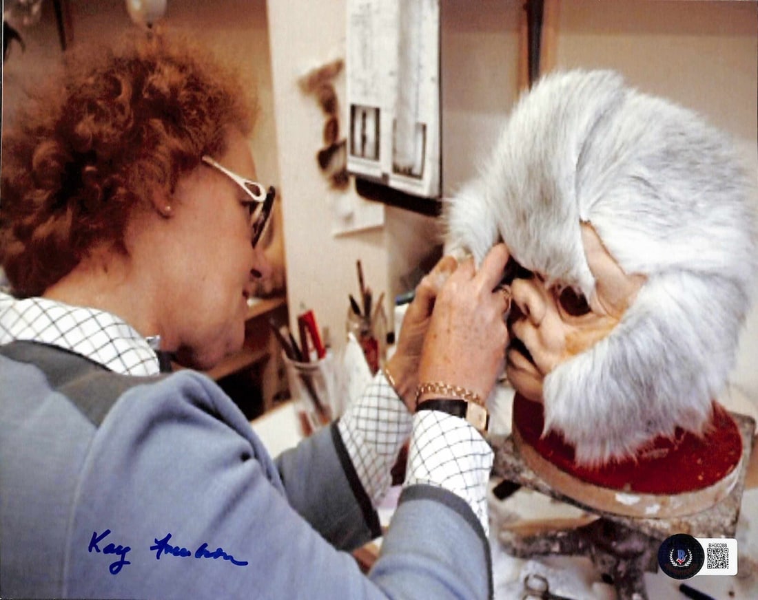 Star Wars 8x10 Photo Signed by Kay Freeborn Beckett Certified: Star Wars 8x10 Photo Signed by Kay Freeborn Beckett Certified This is an autographed 8x10 photograph of Kay Freeborn, a notable makeup artist who contributed to the original Star Wars Trilogy. The sig