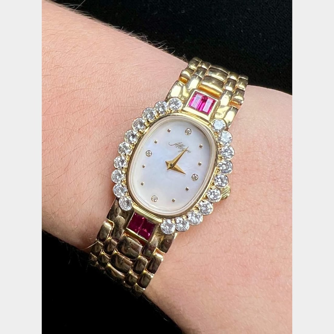 Allegro 14K Yellow Gold Ladies Watch with Diamonds and Rubies (1 of 4)