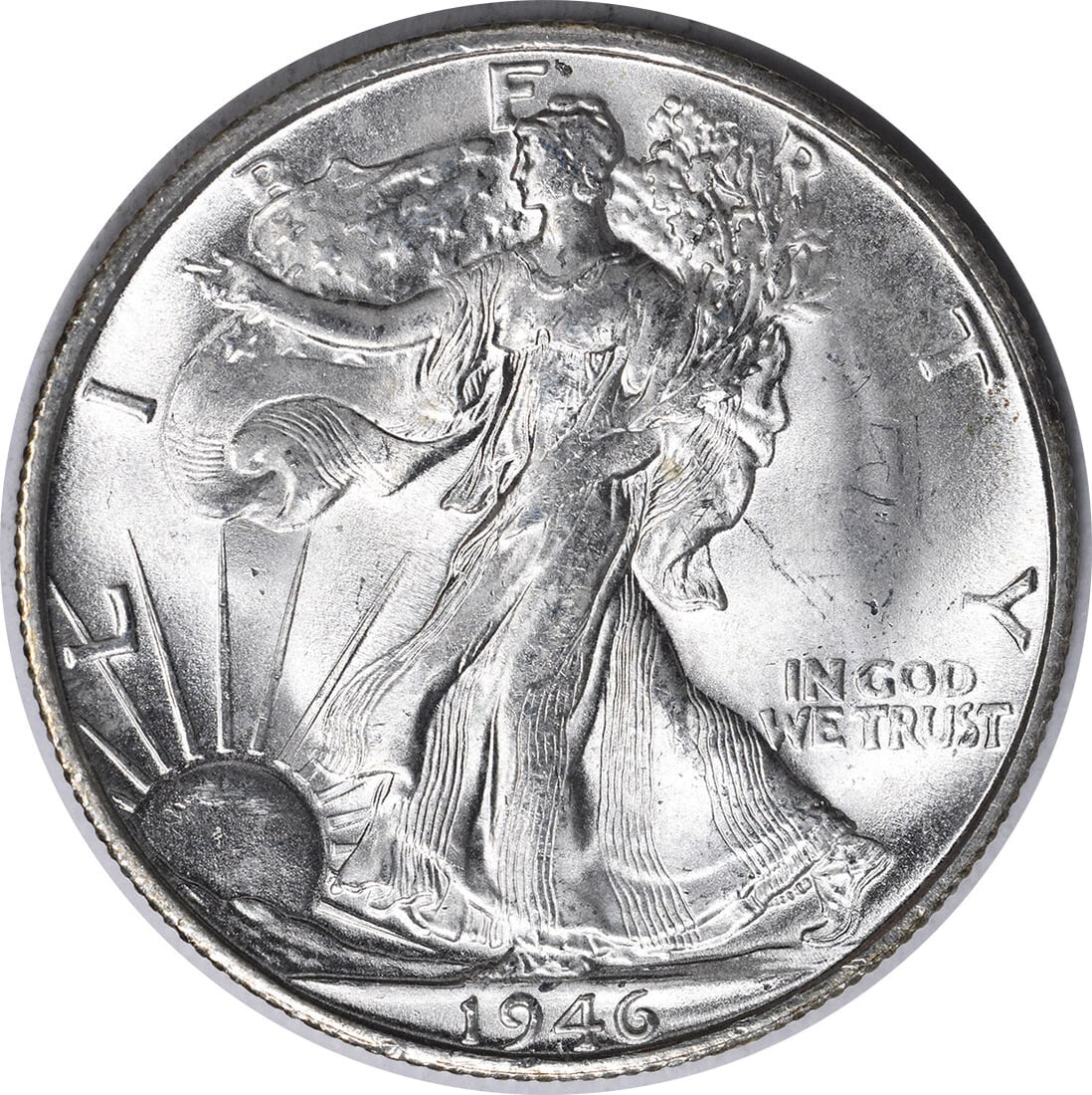 1946-S/S Walking Liberty Silver Half Dollar Choice BU+ Uncertified (1 of 2)