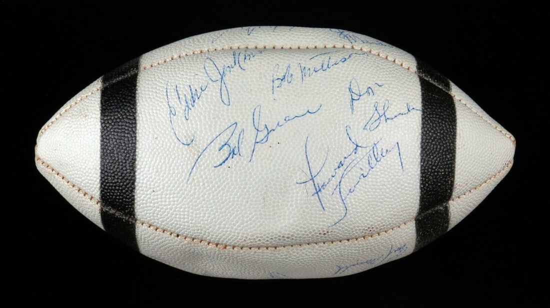1972 Miami Dolphins Super Bowl Champs Signed Football JSA Authenticated: 1972 Miami Dolphins Super Bowl Champs Signed Football JSA Authenticated Celebrate the legendary 1972 Miami Dolphins with this authentic, team-signed vintage football. This official Spalding (Collins)