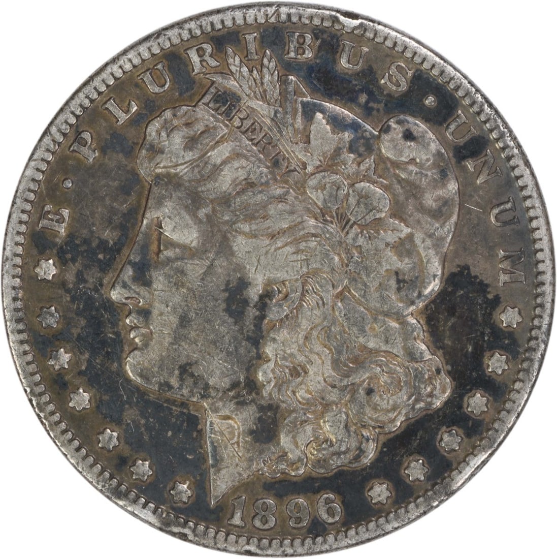 San Francisco Mint 1896 Morgan Silver Dollar VF Uncertified US Coin: San Francisco Mint 1896 Morgan Silver Dollar VF Uncertified US Coin This 1896-S Morgan Silver Dollar is a circulated coin from the San Francisco Mint, designed by George T. Morgan. Composed of 90% sil