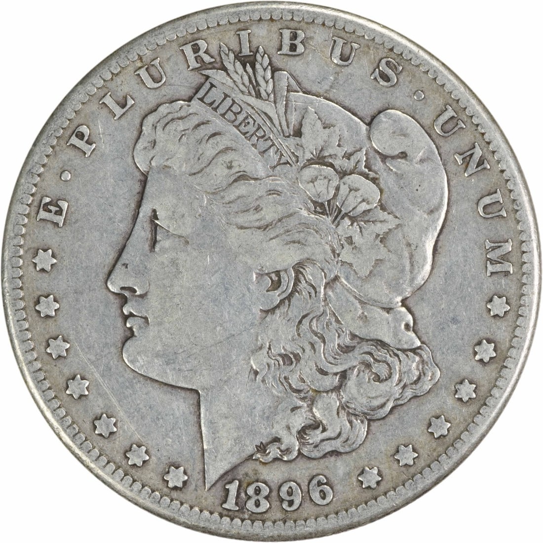 1896-S Morgan Silver Dollar VF Uncertified 90% Silver Coin: 1896-S Morgan Silver Dollar VF Uncertified 90% Silver Coin This 1896-S Morgan Silver Dollar, designed by George T. Morgan, is a beautiful addition to any collection. Featuring a classic design, this c