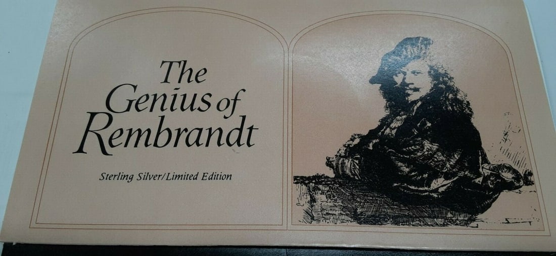 Sterling Silver Rembrandt Medal Tobit and Anna by Franklin Mint in Folder: Sterling Silver Rembrandt Medal Tobit and Anna by Franklin Mint in Folder This Franklin Mint Genius of Rembrandt proof medal features Rembrandt's depiction of Tobit and Anna with the Kid. Struck in .9