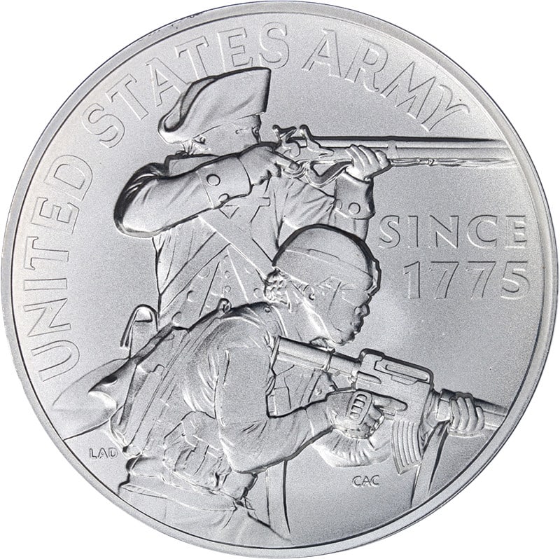 2.5 Oz Silver Medal 2023 U.S. Army Armed Forces with OGP and COA: 2.5 Oz Silver Medal 2023 U.S. Army Armed Forces with OGP and COA This 2023 U.S. Mint Armed Forces Silver Medal honors the U.S. Army and contains 2.50 ounces of .999 fine silver. The medal is uncircula