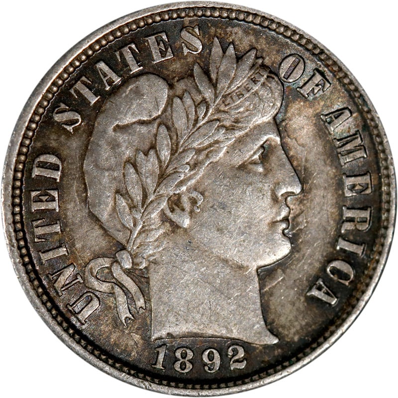 1892-P Barber Dime Silver Coin Philadelphia Mint: 1892-P Barber Dime Silver Coin Philadelphia Mint This 1892-P Barber Dime is a remarkable collectible coin from the Philadelphia mint, crafted from silver. It is categorized as circulated and is in a p
