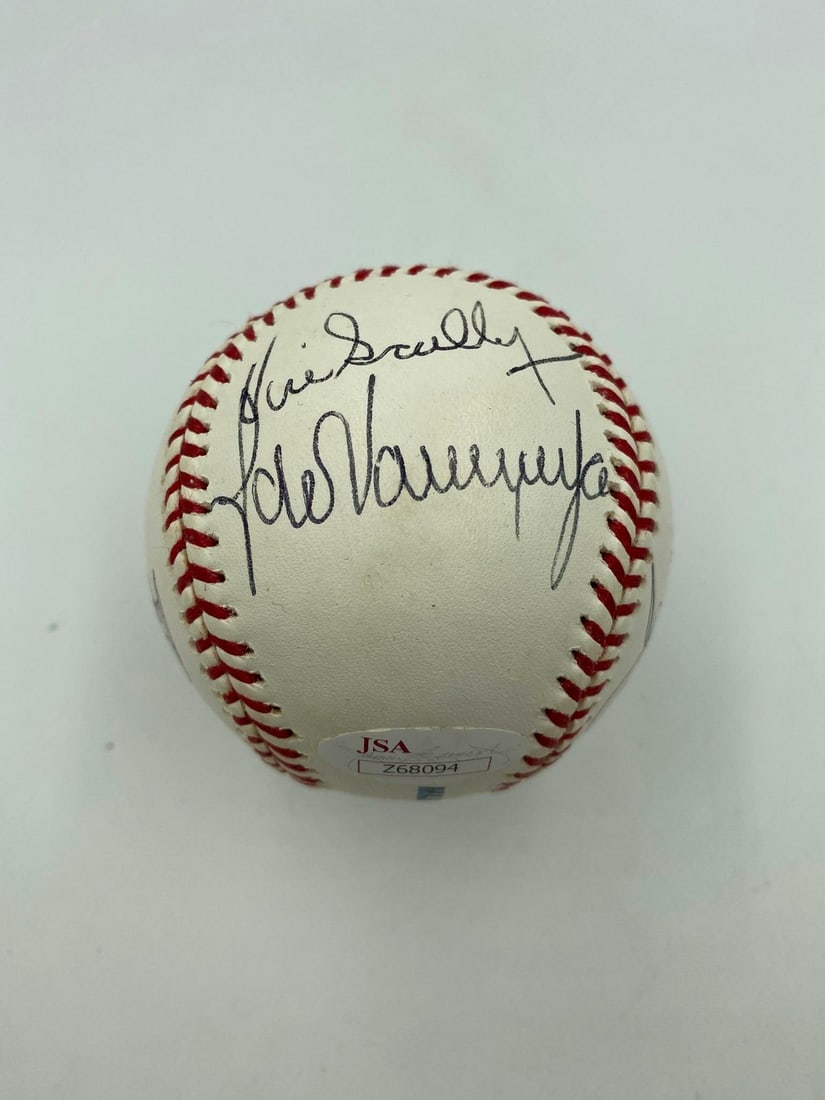 Los Angeles Dodgers Signed Baseball with Vin Scully JSA COA: Los Angeles Dodgers Signed Baseball with Vin Scully JSA COA This extraordinary Los Angeles Dodgers baseball is a unique collectible featuring six prominent signatures, including the legendary Vin Scul