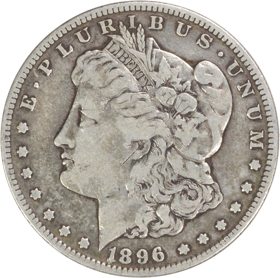 San Francisco Mint 1896 Morgan Dollar VF Grade Uncertified 90 Percent Silver: San Francisco Mint 1896 Morgan Dollar VF Grade Uncertified 90 Percent Silver This 1896-S Morgan Silver Dollar is a circulated coin featuring the iconic design by George T. Morgan. Struck at the San Fr