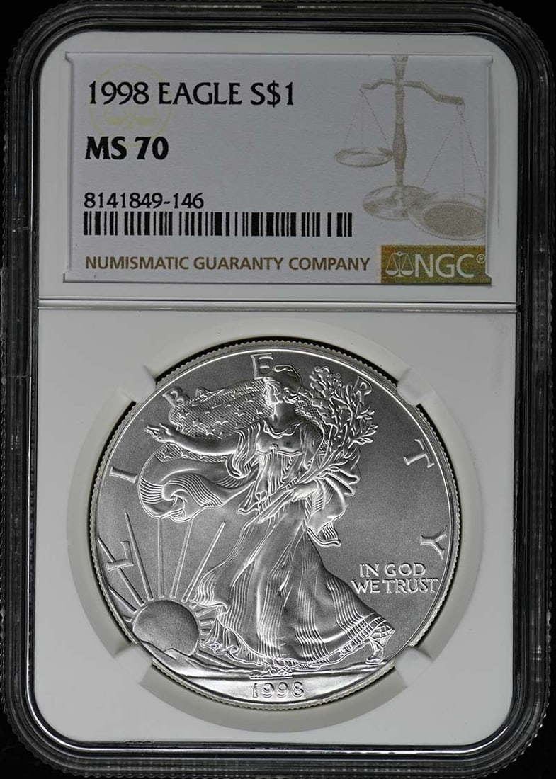 1998 Eagle S$1 Coin NGC MS70 Certified (1 of 2)