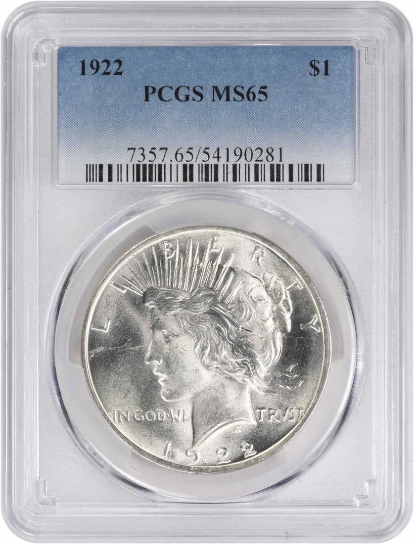 1922 Peace Silver Dollar MS65 Uncirculated PCGS Certification (1 of 2)