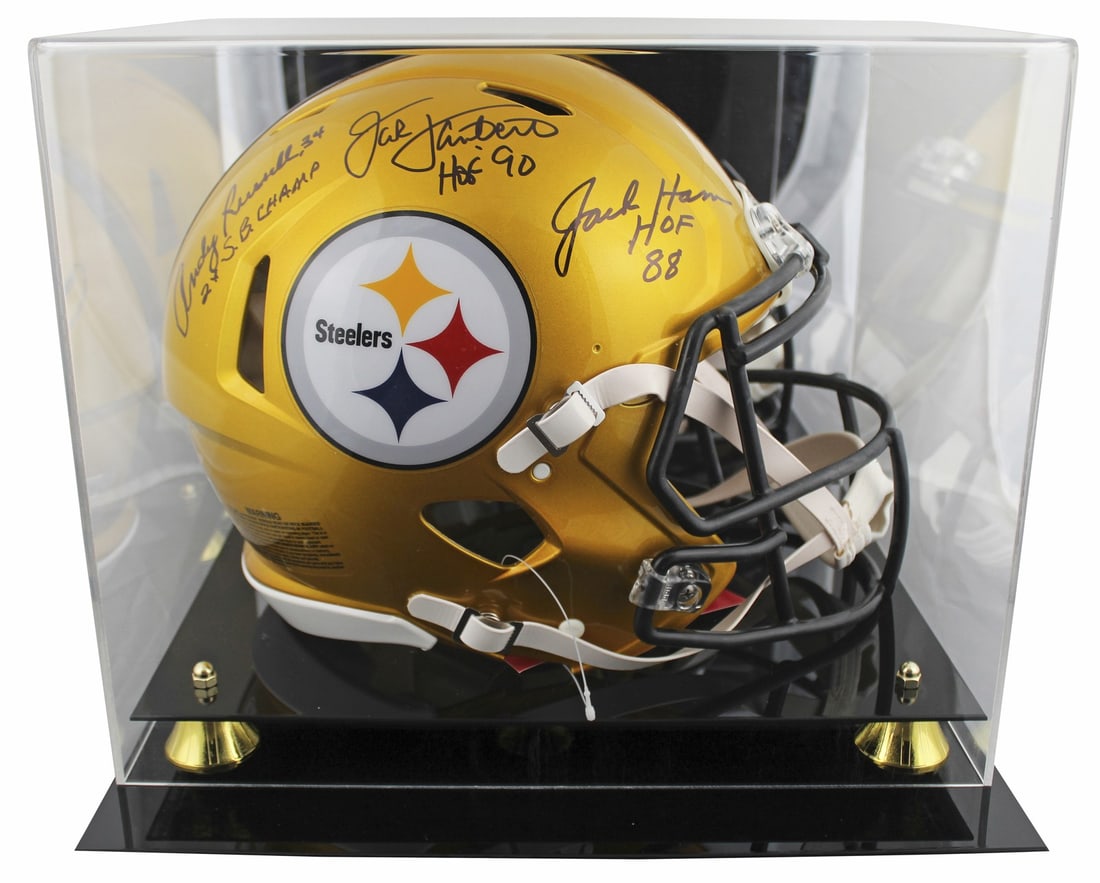 Pittsburgh Steelers Signed Flash Helmet by Lambert Ham Russell BAS Authenticated: Pittsburgh Steelers Signed Flash Helmet by Lambert Ham Russell BAS Authenticated Celebrate the legacy of the Pittsburgh Steelers with this autographed Alternate Flash Riddell Full Size Speed Proline H