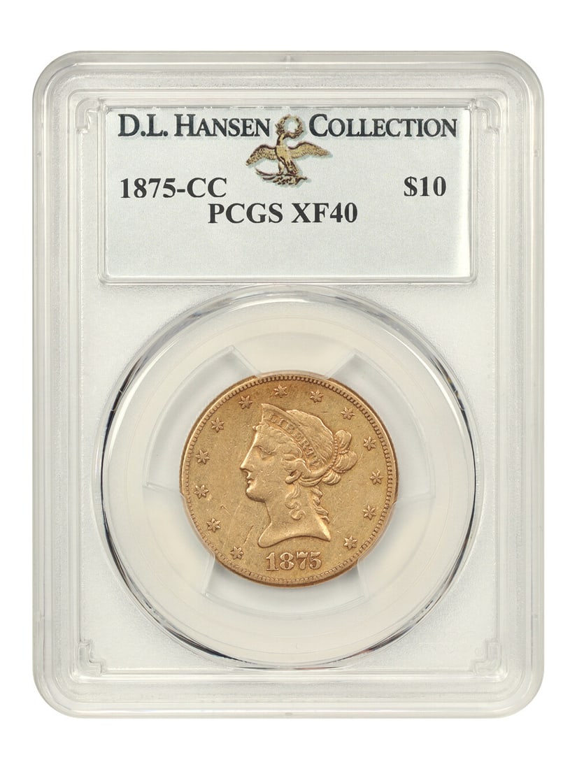 1875-CC $10 Liberty Head Gold Coin PCGS XF40 Rare Key Date: 1875-CC $10 Liberty Head Gold Coin PCGS XF40 Rare Key Date This 1875-CC $10 Liberty Head gold coin is certified by PCGS with a grade of XF40, indicating it is in circulated condition. Minted in Carson