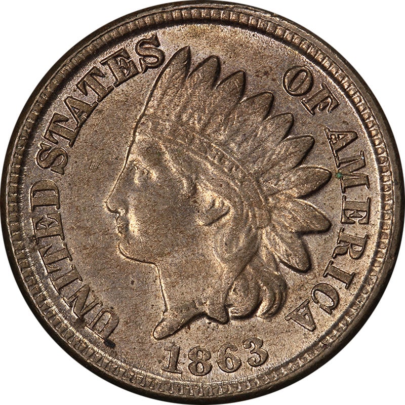 1863 Indian Cent Uncirculated Copper Coin Nice Luster Strike (1 of 2)