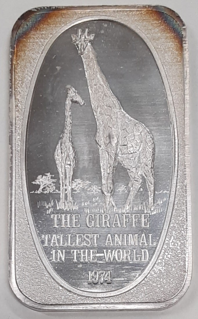 One Troy Ounce 999 Silver Bar Giraffe Theme by US Silver Corp (1 of 2)