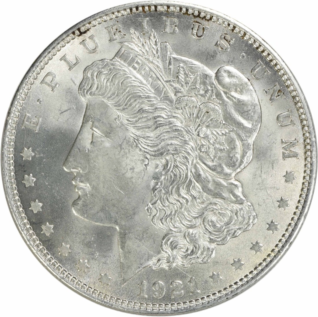 1921 Morgan Silver Dollar BU Uncertified Silver Coin: 1921 Morgan Silver Dollar BU Uncertified Silver Coin This 1921 Morgan Silver Dollar is a stunning example of American numismatic history, featuring a beautiful uncirculated grade (BU). Crafted from si