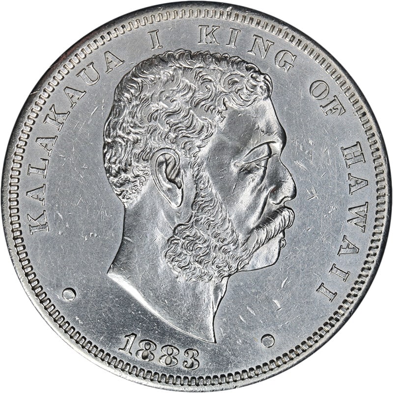 1883 Hawaii $1 Silver Coin AU/BU Details Great Eye Appeal: 1883 Hawaii $1 Silver Coin AU/BU Details Great Eye Appeal This 1883 Hawaii $1 coin showcases excellent eye appeal with a bright white finish and impressive luster. Graded as AU/BU Details, this coin h