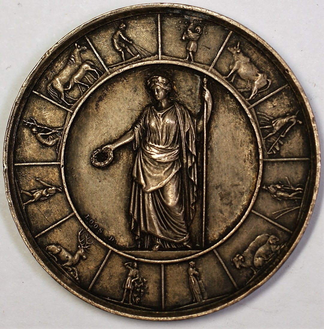 Swiss Silver Agricultural Festival Medal Circulated Toned Example (1 of 2)