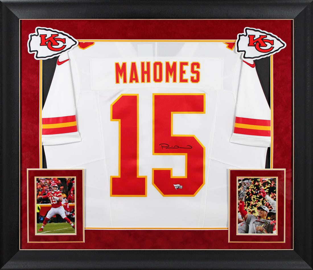 Patrick Mahomes Autographed White Nike Limited Framed Jersey Kansas City Chiefs FAN Certified (1 of 2)