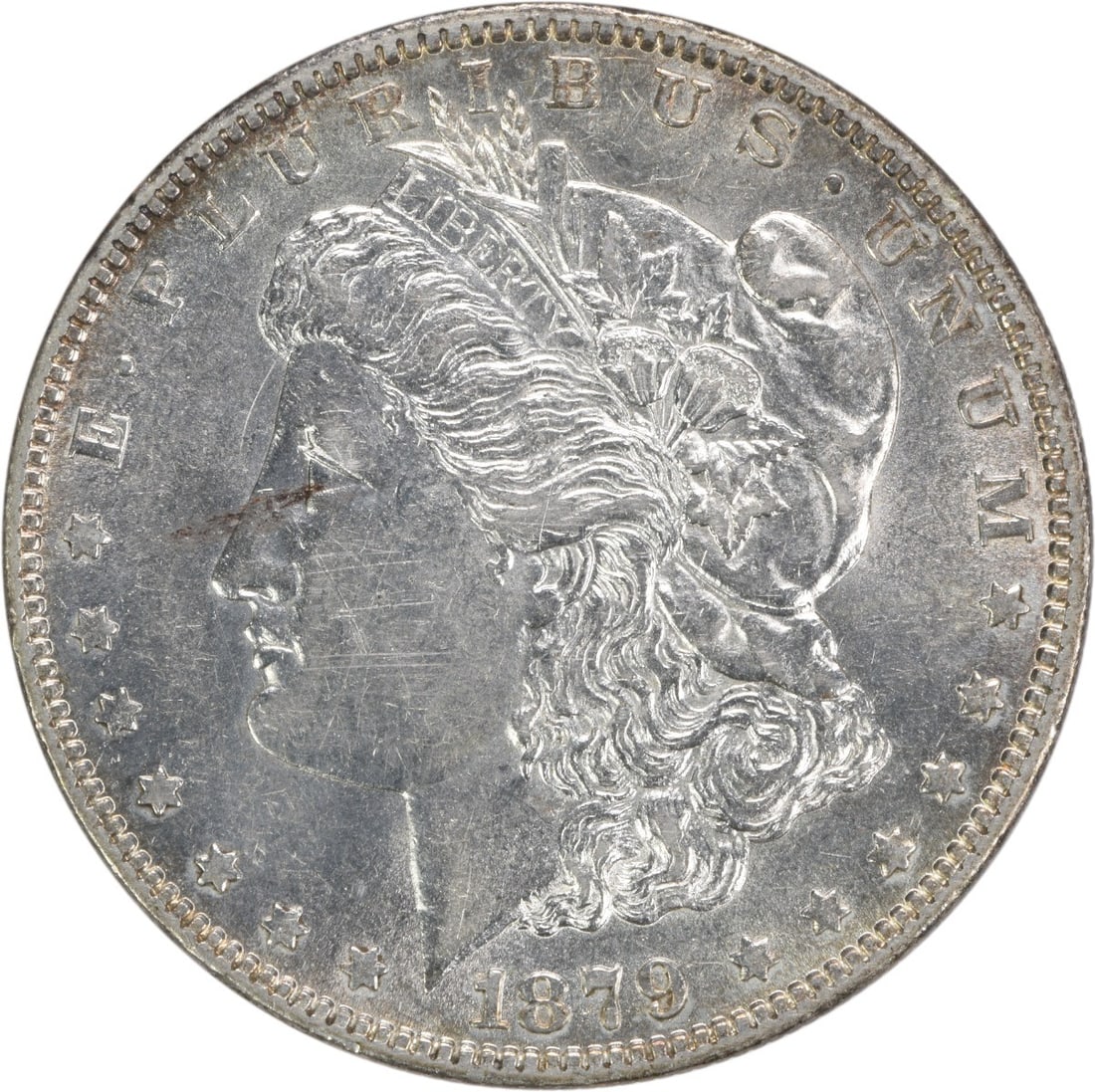 1879-O Morgan Silver Dollar AU Uncertified New Orleans Mint: 1879-O Morgan Silver Dollar AU Uncertified New Orleans Mint This 1879-O Morgan Silver Dollar is a beautiful representation of American coinage, featuring the iconic design by George T. Morgan. The coi
