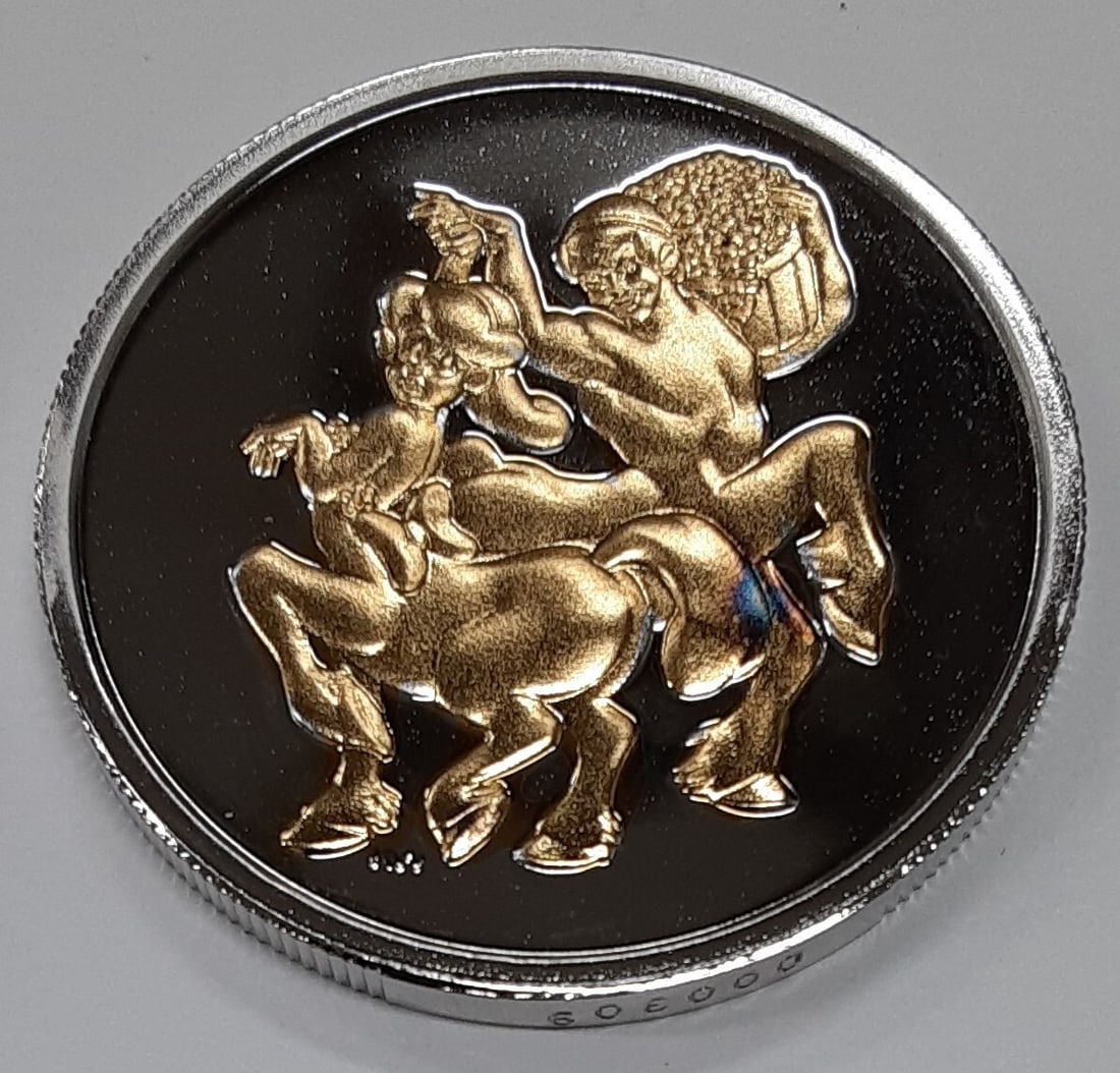 Rarities Mint 1oz Silver Fantasia 50th Anniversary Centaurs Gold Accent Round: Rarities Mint 1oz Silver Fantasia 50th Anniversary Centaurs Gold Accent Round This 1 oz silver round was issued to commemorate the 50th anniversary of Walt Disney's Fantasia. Struck by Rarities Mint i