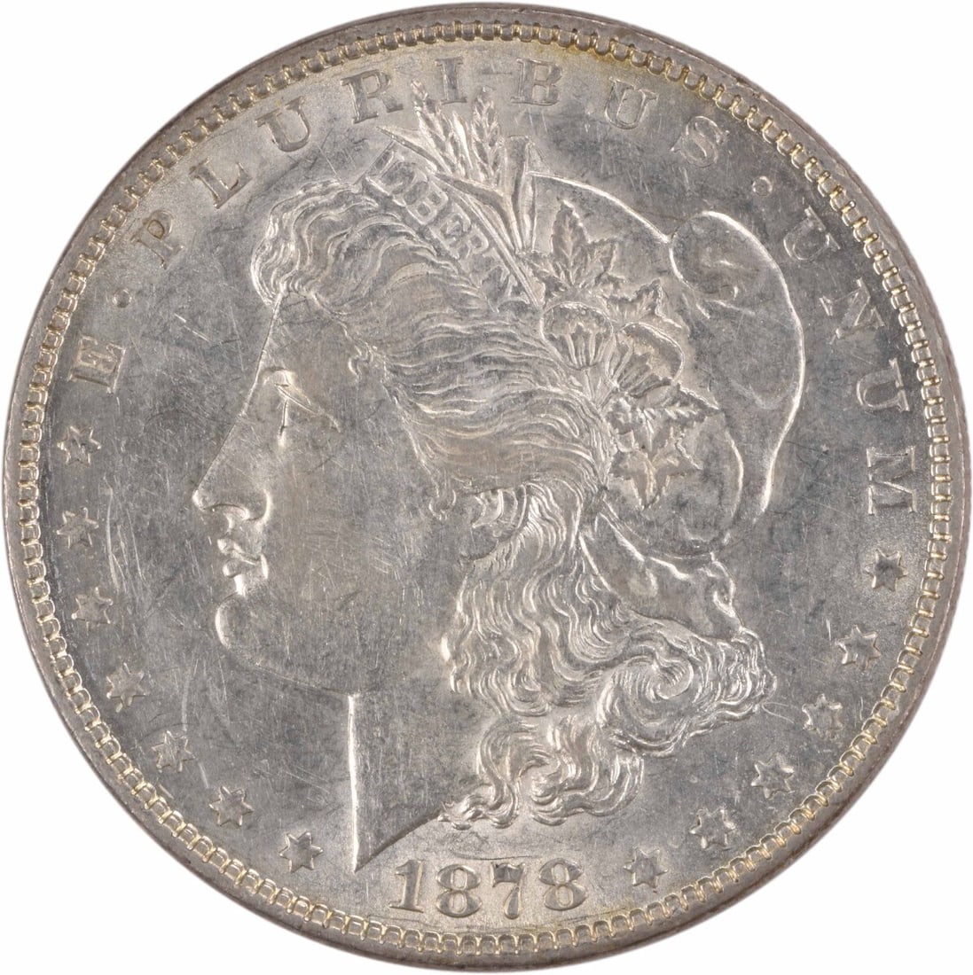 1878 Morgan Silver Dollar AU Slider Uncertified 90% Silver: 1878 Morgan Silver Dollar AU Slider Uncertified 90% Silver This 1878 Morgan Silver Dollar is a beautiful representation of American coinage, featuring the iconic design by George T. Morgan. With a com