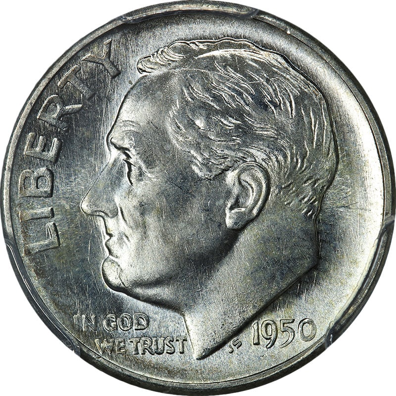1950-S Roosevelt Dime PCGS MS66 FB Silver Uncirculated Coin (1 of 4)