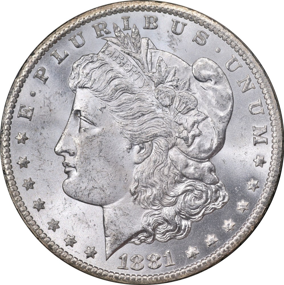 NGC MS62 Carson City 1881-CC GSA Morgan Silver Dollar Uncirculated: NGC MS62 Carson City 1881-CC GSA Morgan Silver Dollar Uncirculated This 1881-CC GSA Morgan Silver Dollar is certified by NGC with a grade of MS62. Minted in Carson City, it is composed of silver with