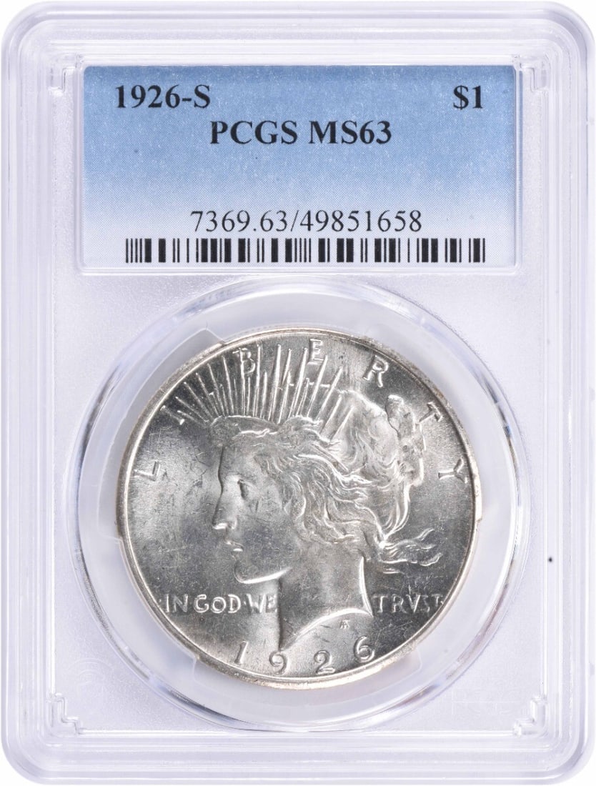1926-S Peace Silver Dollar MS63 Certified PCGS Silver Coin (1 of 2)