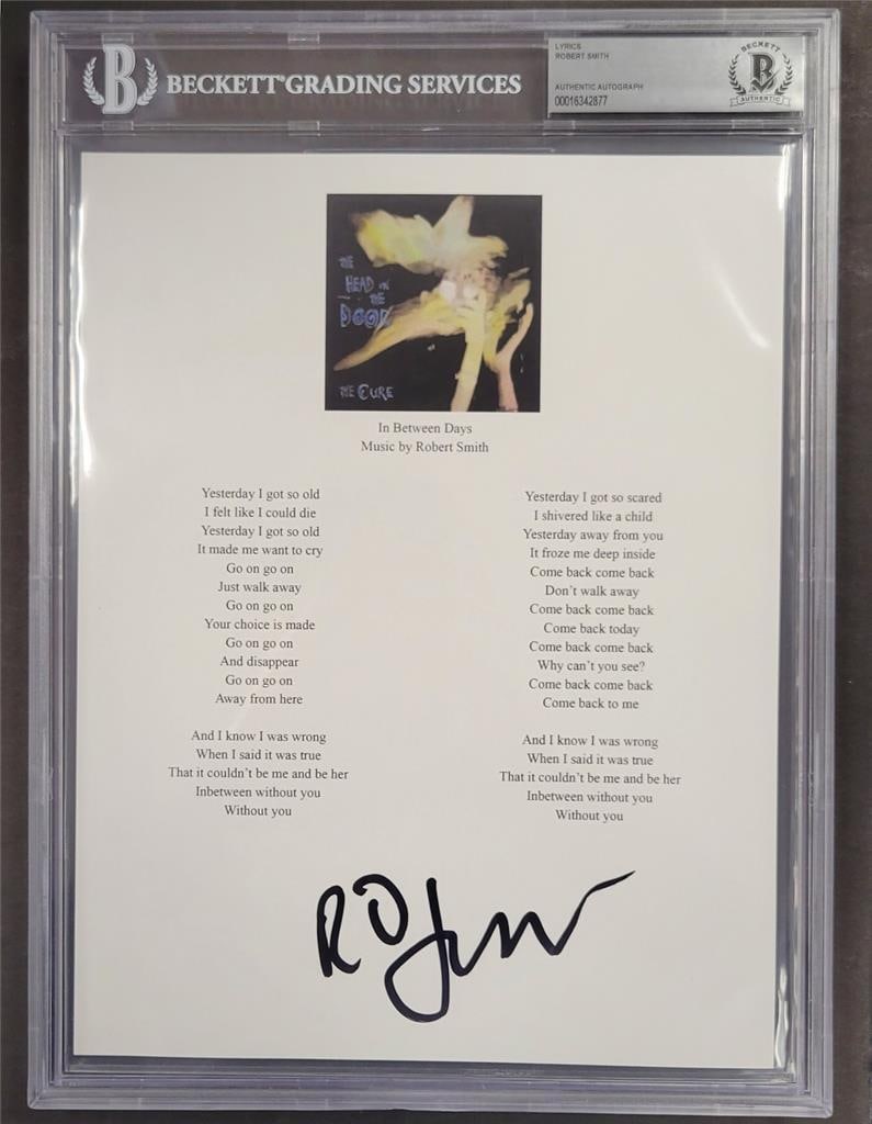 Robert Smith Signed The Cure InBetween Days Lyric Sheet Beckett Authenticated 8.5x11 (1 of 3)