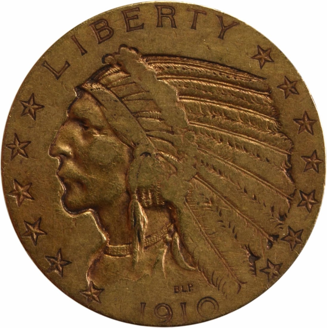 1910 $5 Gold Indian Coin by Bela Lyon Pratt Uncertified: 1910 $5 Gold Indian Coin by Bela Lyon Pratt Uncertified This 1910 $5 Gold Indian coin features a design by Bela Lyon Pratt, showcasing the artistry and craftsmanship of its era. The coin is circulated