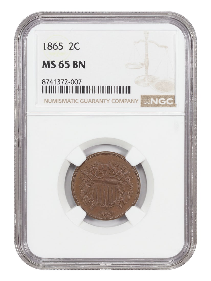 NGC MS65BN 1865 Two Cent Piece Uncirculated Philadelphia Mint (1 of 4)