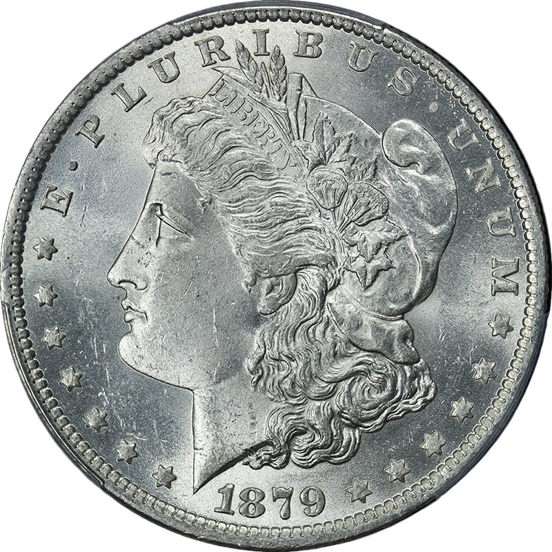 PCGS MS63 1879-O Morgan Silver Dollar Uncirculated Blast White: PCGS MS63 1879-O Morgan Silver Dollar Uncirculated Blast White This 1879-O Morgan Silver Dollar is certified by PCGS with a grade of MS63. The coin is uncirculated, features a blast white appearance,