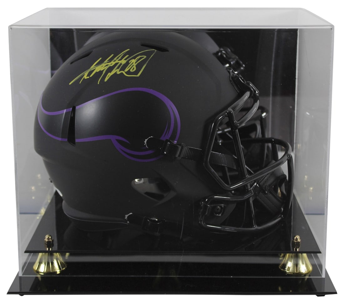 Adrian Peterson Signed Vikings Eclipse Full Size Helmet with Beckett COA: Adrian Peterson Signed Vikings Eclipse Full Size Helmet with Beckett COA Add a piece of football history to your collection with this signed full-size Eclipse Speed replica helmet featuring Adrian Pet