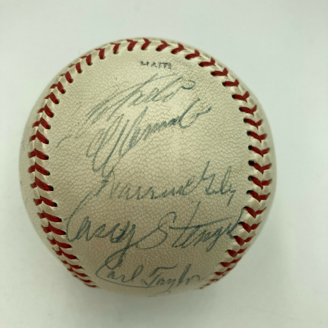 1950s HOF Multi Signed Baseball Roberto Clemente JSA Authenticated: 1950s HOF Multi Signed Baseball Roberto Clemente JSA Authenticated This authentic 1950s Hall of Fame multi-signed baseball features the autographs of baseball legends including Roberto Clemente, Sam R