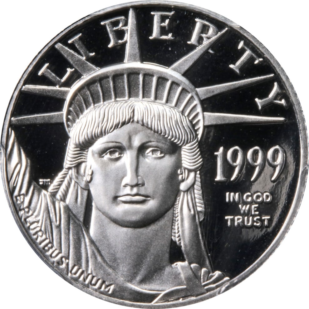 PCGS PR70DCAM $25 1999-W Platinum Eagle Coin with Blue Label: PCGS PR70DCAM $25 1999-W Platinum Eagle Coin with Blue Label This 1999-W Platinum American Eagle $25 coin is certified by PCGS with a PR70DCAM grade and features a Blue Label. The coin is uncirculated