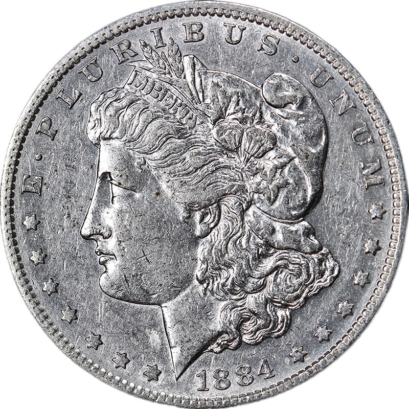 1884-S Morgan Silver Dollar AU San Francisco Silver Coin: 1884-S Morgan Silver Dollar AU San Francisco Silver Coin This 1884-S Morgan Silver Dollar showcases an appealing luster and a strong strike, making it a stunning addition to any collection. Graded as