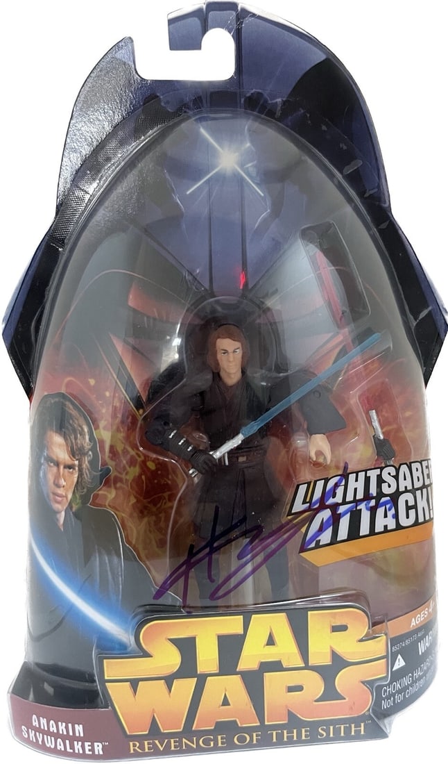 Signed Hayden Christensen Anakin Skywalker Action Figure Star Wars 2005 BAS: Signed Hayden Christensen Anakin Skywalker Action Figure Star Wars 2005 BAS This is an original 2005 Star Wars Revenge of the Sith action figure, featuring Anakin Skywalker, beautifully signed in blue
