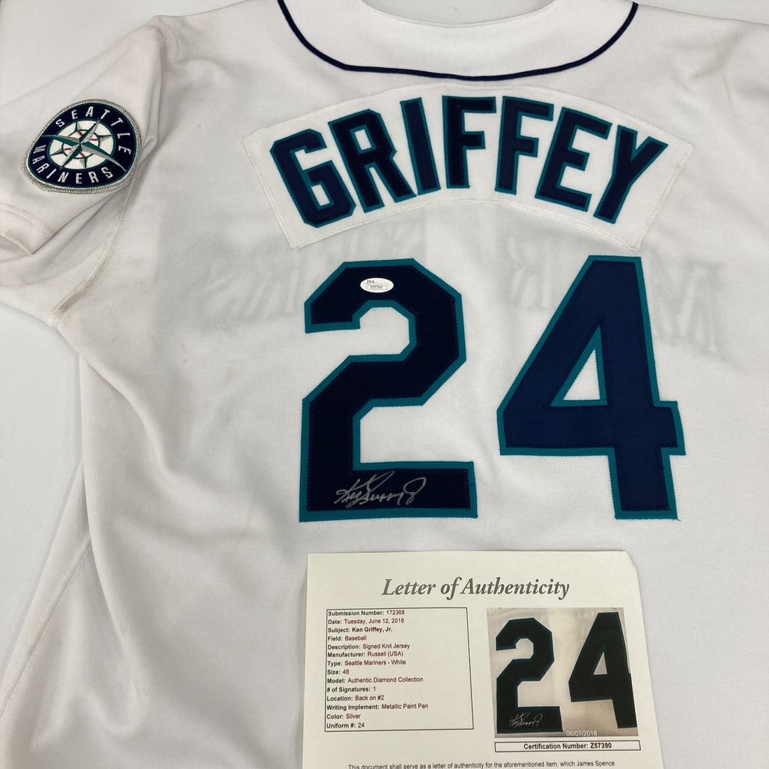 Ken Griffey Jr. 1990s Russell Seattle Mariners Signed Jersey JSA COA (1 of 11)