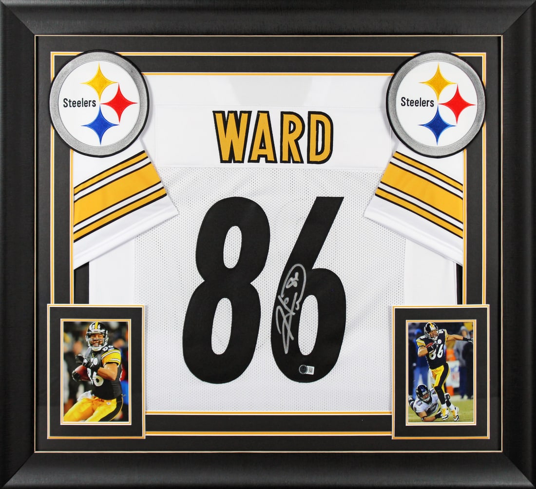Hines Ward Signed Framed Jersey Pittsburgh Steelers BAS Witnessed 32 x 37: Hines Ward Signed Framed Jersey Pittsburgh Steelers BAS Witnessed 32 x 37 Celebrate the legacy of Hines Ward with this authentic signed white pro style framed jersey, a must-have for any Pittsburgh St