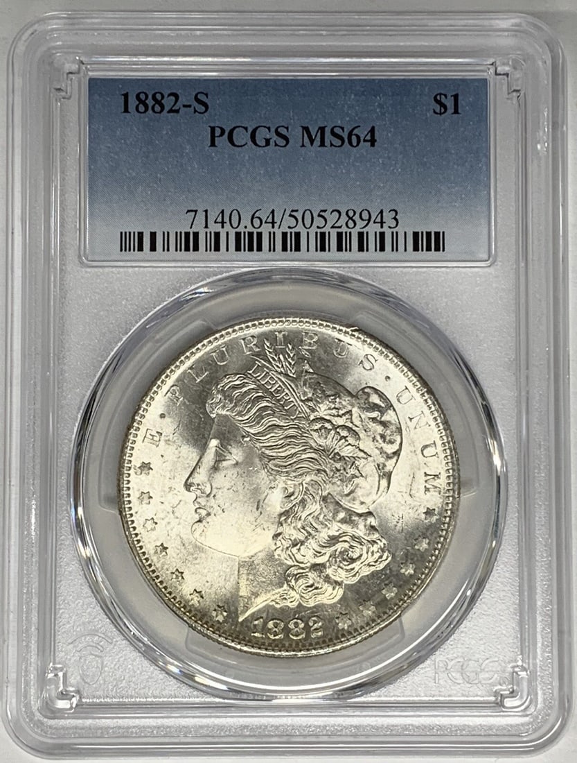 PCGS MS 64 1882-S Morgan Dollar Certified Silver Coin (1 of 2)