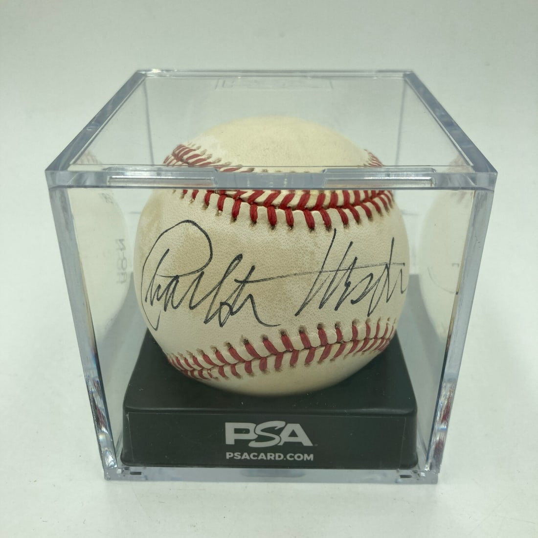 Charlton Heston Signed Baseball with PSA DNA Certification: Charlton Heston Signed Baseball with PSA DNA Certification Own a piece of sports memorabilia with this authentic National League baseball signed by the legendary Charlton Heston. The signature comes w